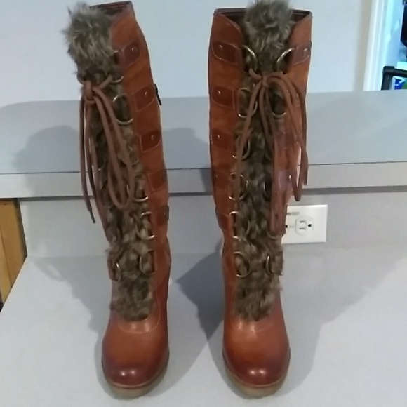 Lucky Brand Shoes - Fur lace-up boots